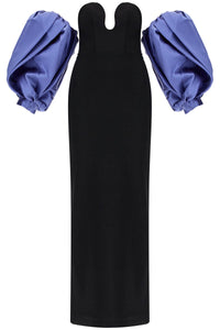 long karina dress OS41006 BLACK/PERIWINKLE | Italystation.com