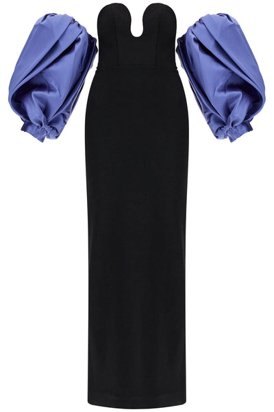 long karina dress OS41006 BLACK/PERIWINKLE | Italystation.com