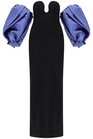 long karina dress OS41006 BLACK/PERIWINKLE | Italystation.com