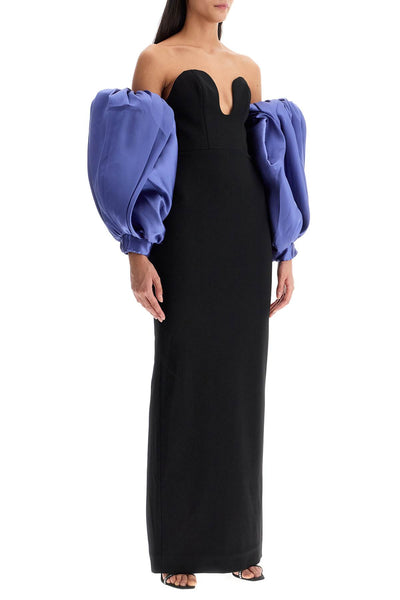 long karina dress OS41006 BLACK/PERIWINKLE | Italystation.com