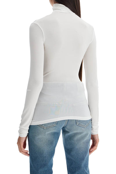 second skin long sleeve turtleneck top OWAD122C99JER003 WHITE BLACK