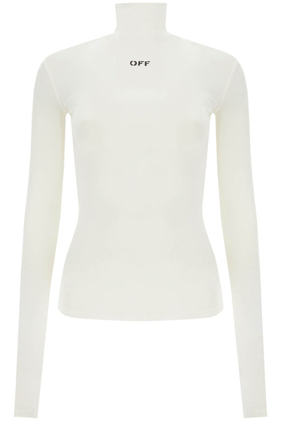 second skin long sleeve turtleneck top OWAD122C99JER003 WHITE BLACK