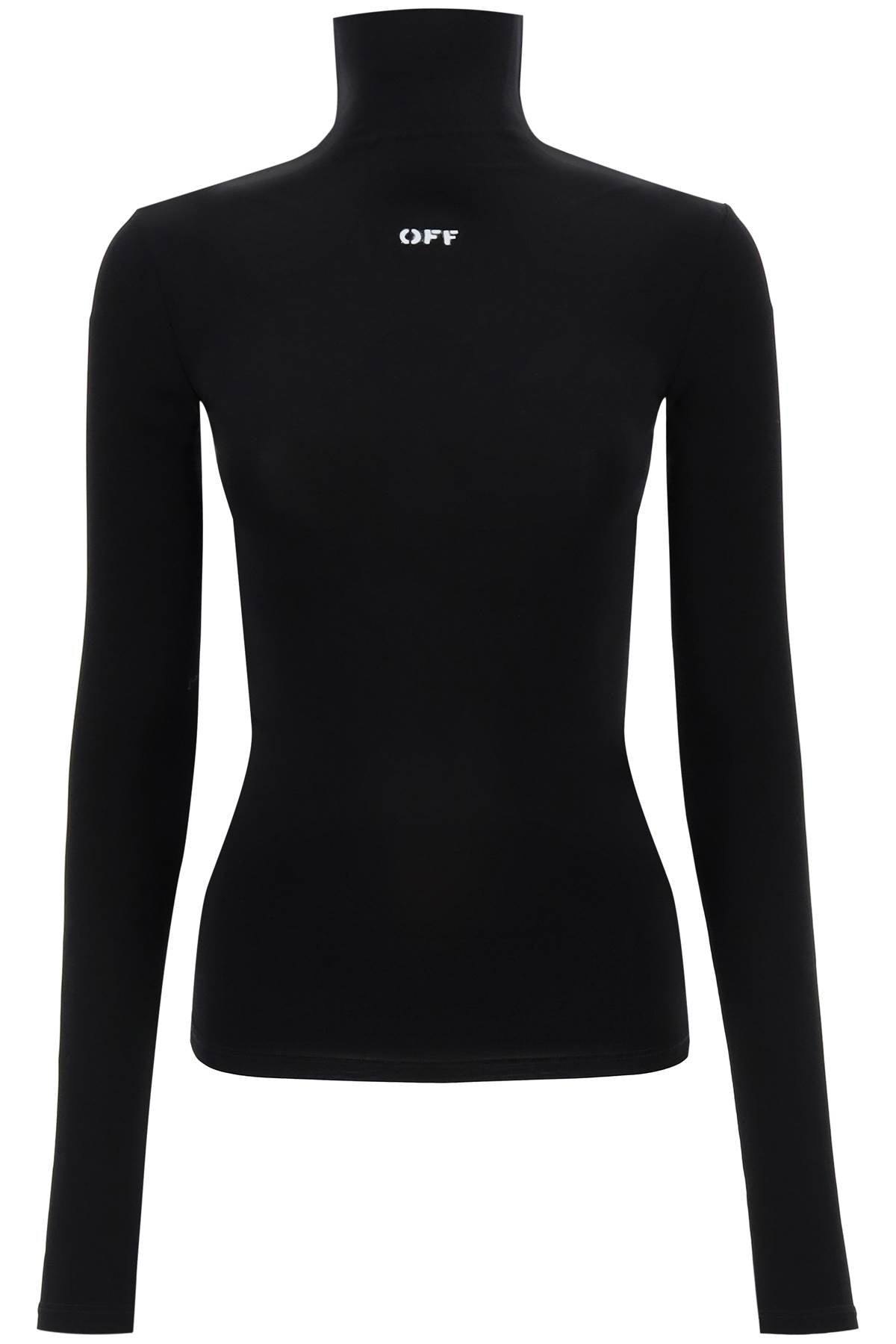 second skin long sleeve turtleneck top OWAD122C99JER003 BLACK WHITE