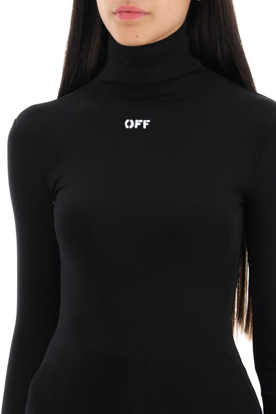 second skin long sleeve turtleneck top OWAD122C99JER003 BLACK WHITE