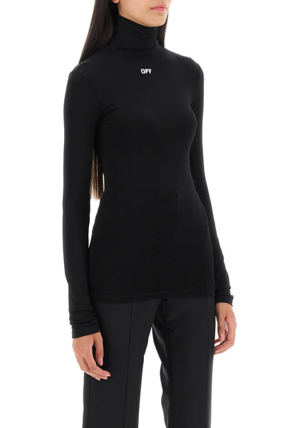 second skin long sleeve turtleneck top OWAD122C99JER003 BLACK WHITE