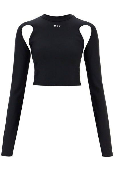 "cropped top with cut out detail OWAD211C99JER001 BLACK WHITE