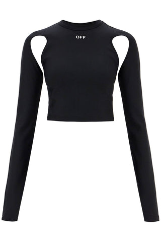 "cropped top with cut out detail OWAD211C99JER001 BLACK WHITE