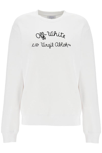 crewneck sweatshirt with OWBA055F24FLE004 WHITE - BLACK