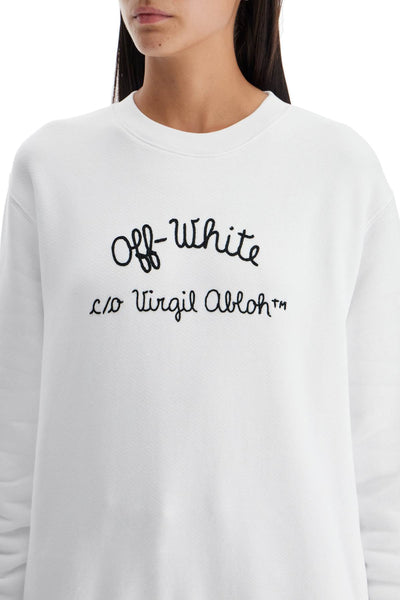 crewneck sweatshirt with OWBA055F24FLE004 WHITE - BLACK