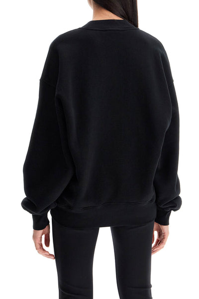 "oversized sweatshirt with OWBA075C99FLE001 BLACK WHITE