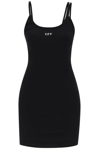 tank dress with off embroidery OWDB304C99JER002 BLACK WHITE