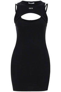 layered sleeveless mini dress with OWDB496C99JER001 BLACK WHITE