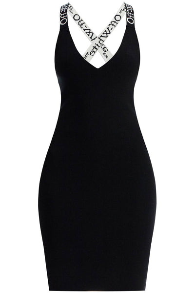 knitted dress with branded straps OWHI022F24KNI001 BLACK - WHITE