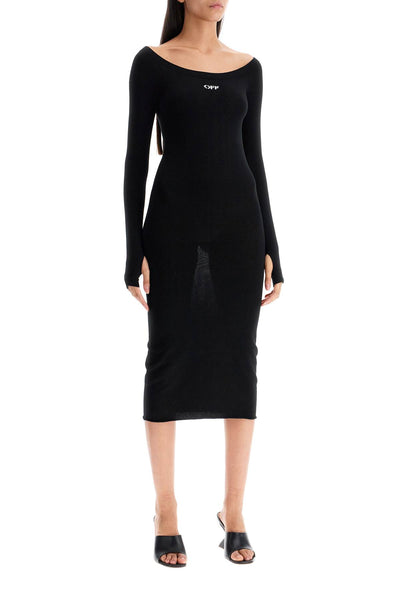 lightweight knit midi dress OWHI055C99KNI001 BLACK WHITE