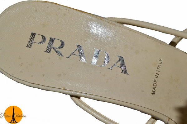 Prada New Prada Beige Sandal Shoes Size 36/6 | Italystation.com - Shop Now at italystation.com