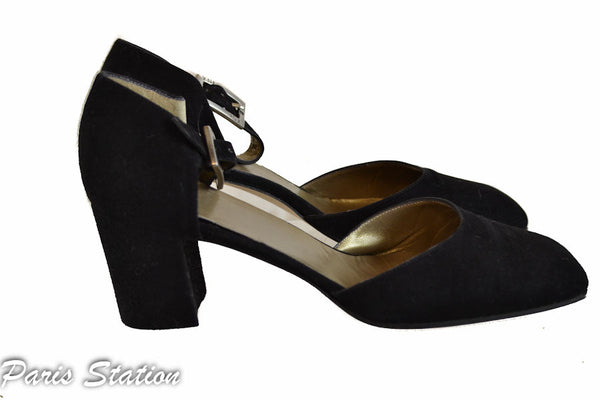 Yves Saint Laurent Black Suede Sandals Size 7
