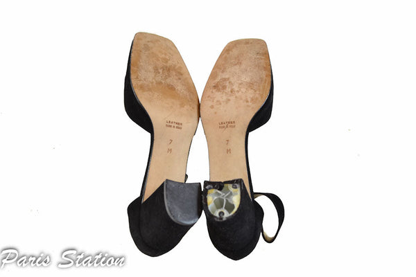 Yves Saint Laurent Black Suede Sandals Size 7