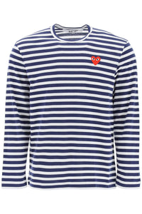 striped long-sleeved t-shirt P1T010 NAVY WHITE