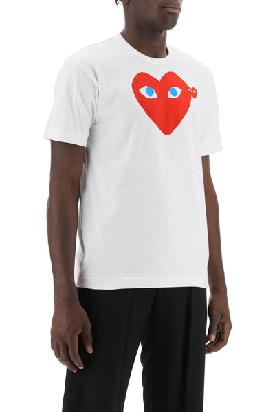 t-shirt with heart print and embroidery AX T086 051 WHITE