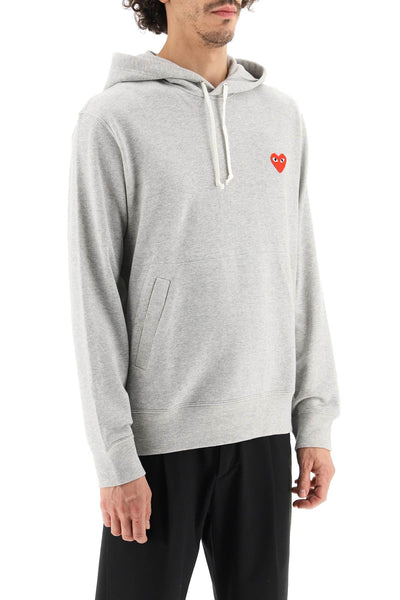 heart patch unisex hoodie AX T170 051 GRAY