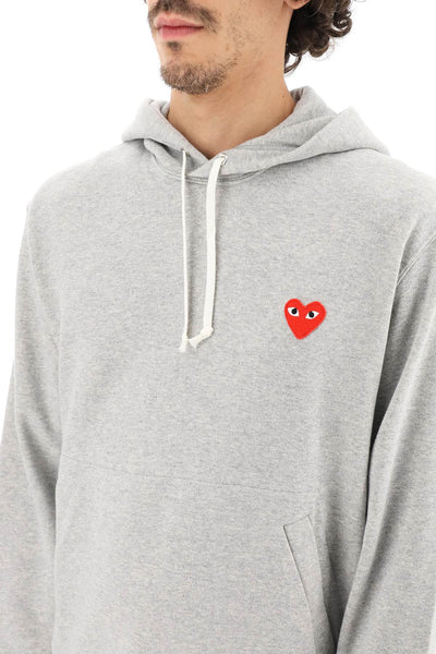 heart patch unisex hoodie AX T170 051 GRAY