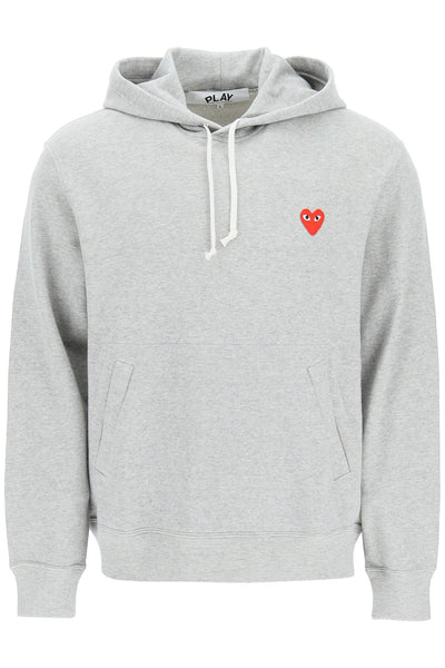 heart patch unisex hoodie AX T170 051 GRAY