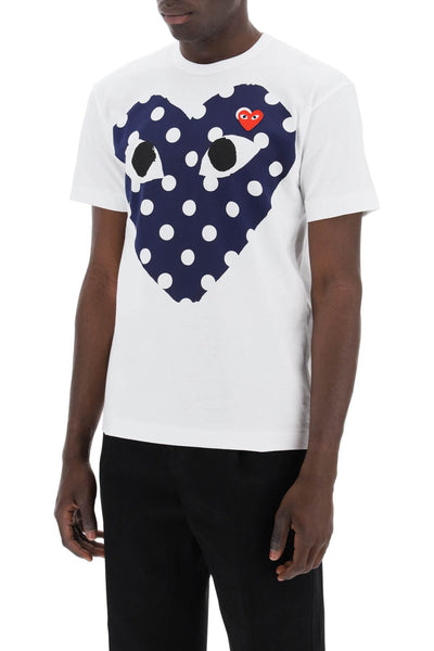 "polka dot heart print t-shirt P1T234 WHITE
