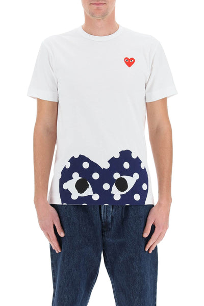 heart polka dot t-shirt P1T236 WHITE