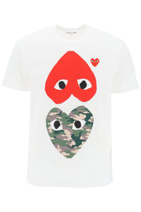 round-neck t-shirt with double heart print P1T248 WHITE