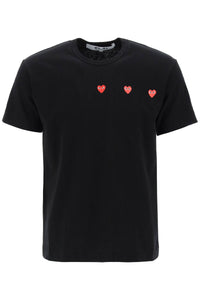 "round-neck t-shirt with heart P1T337 BLACK