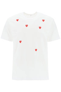 "round-neck t-shirt with heart pattern P1T338 WHITE