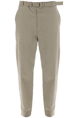 carrot fluid crepe cotton trousers in PA1085 LF1234 DUSTY KHAKI