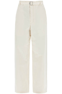 straight-cut pants with belt PA1106 LF1220 PALE ECRU