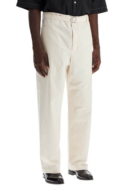 straight-cut pants with belt PA1106 LF1220 PALE ECRU