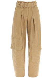 Low classic cargo pants with matching belt PA1775 BEIGE
