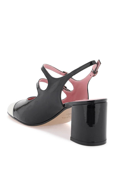 patent leather papaya slingback mary jane PAPAYA NOIR IVOIRE