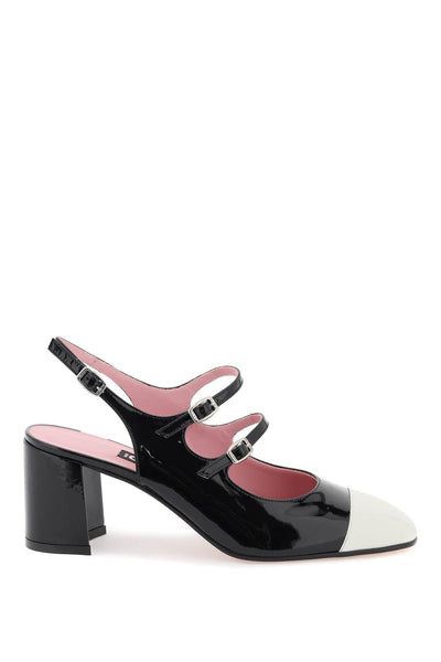 patent leather papaya slingback mary jane PAPAYA NOIR IVOIRE