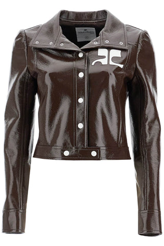 COURREGES re-edition vinyl effect jacket PERCBL005VY0014 CHOCOLATE