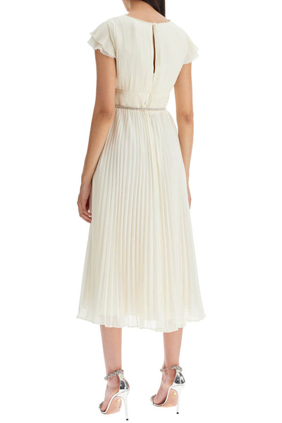 midi pleated chiffon dress PF24 001M C CREAM