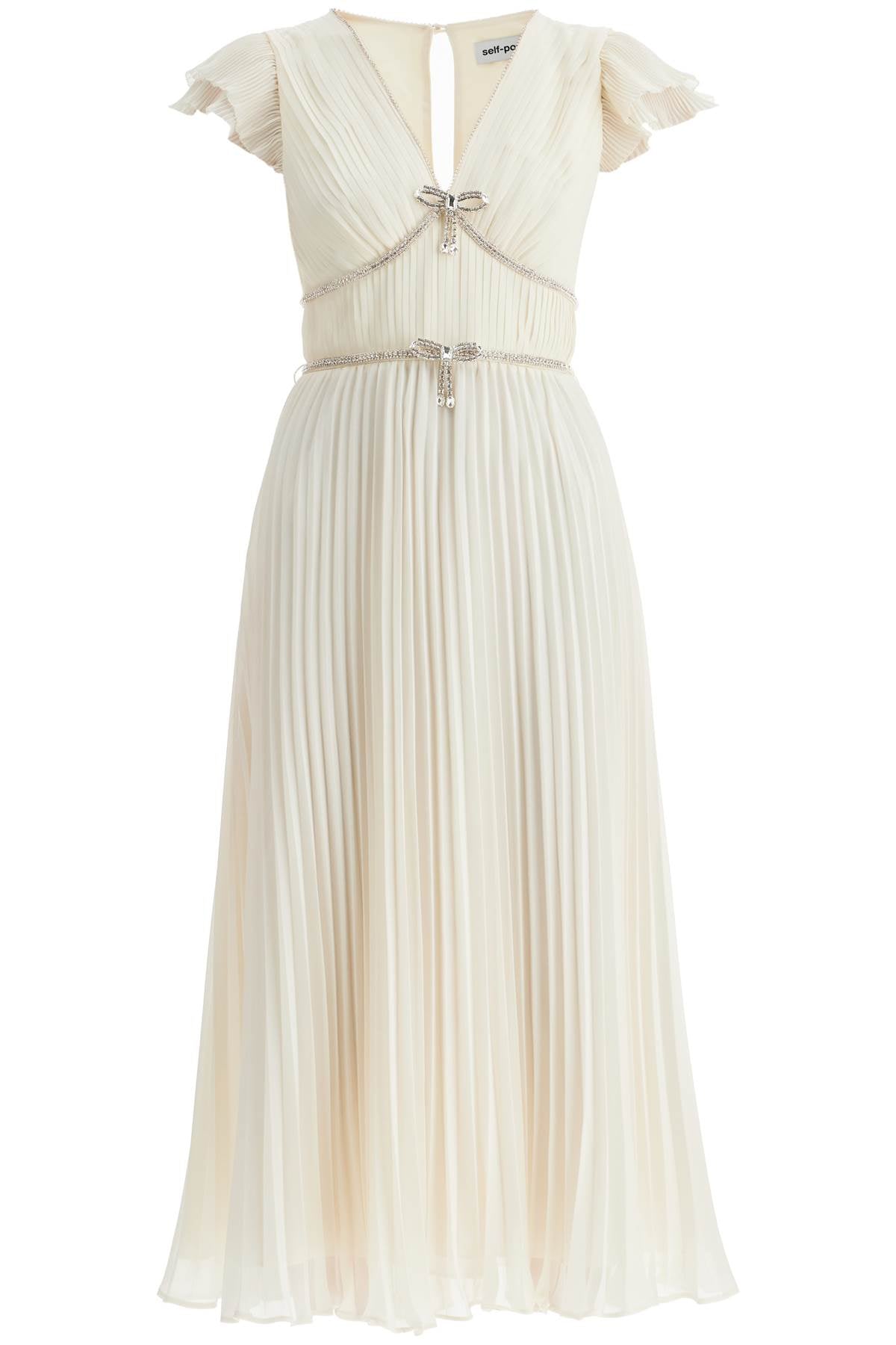 midi pleated chiffon dress PF24 001M C CREAM