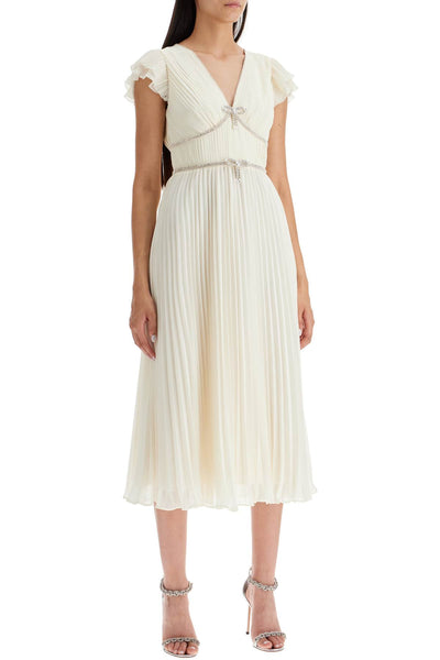 midi pleated chiffon dress PF24 001M C CREAM