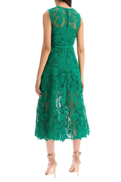 sleeveless midi lace dress PF24 011MA G GREEN