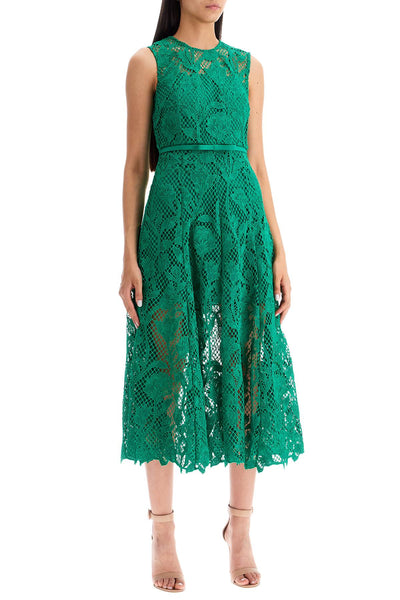 sleeveless midi lace dress PF24 011MA G GREEN