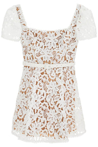 floral lace mini dress with eight PF24 032S W WHITE