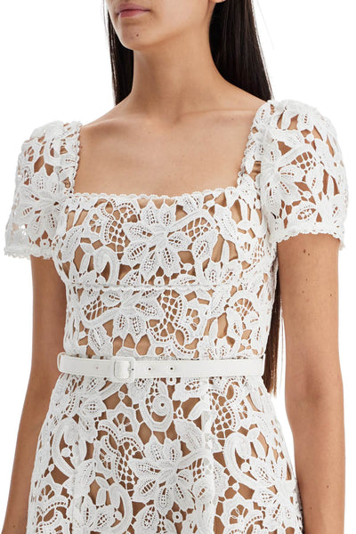 floral lace mini dress with eight PF24 032S W WHITE