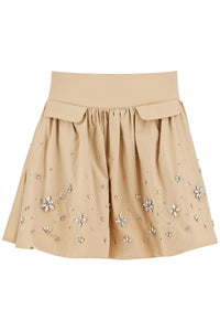 "poplin mini skirt with crystal PF24 036SK BG BEIGE