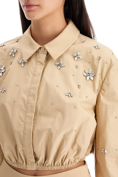 cropped shirt with crystals PF24 036T BG BEIGE