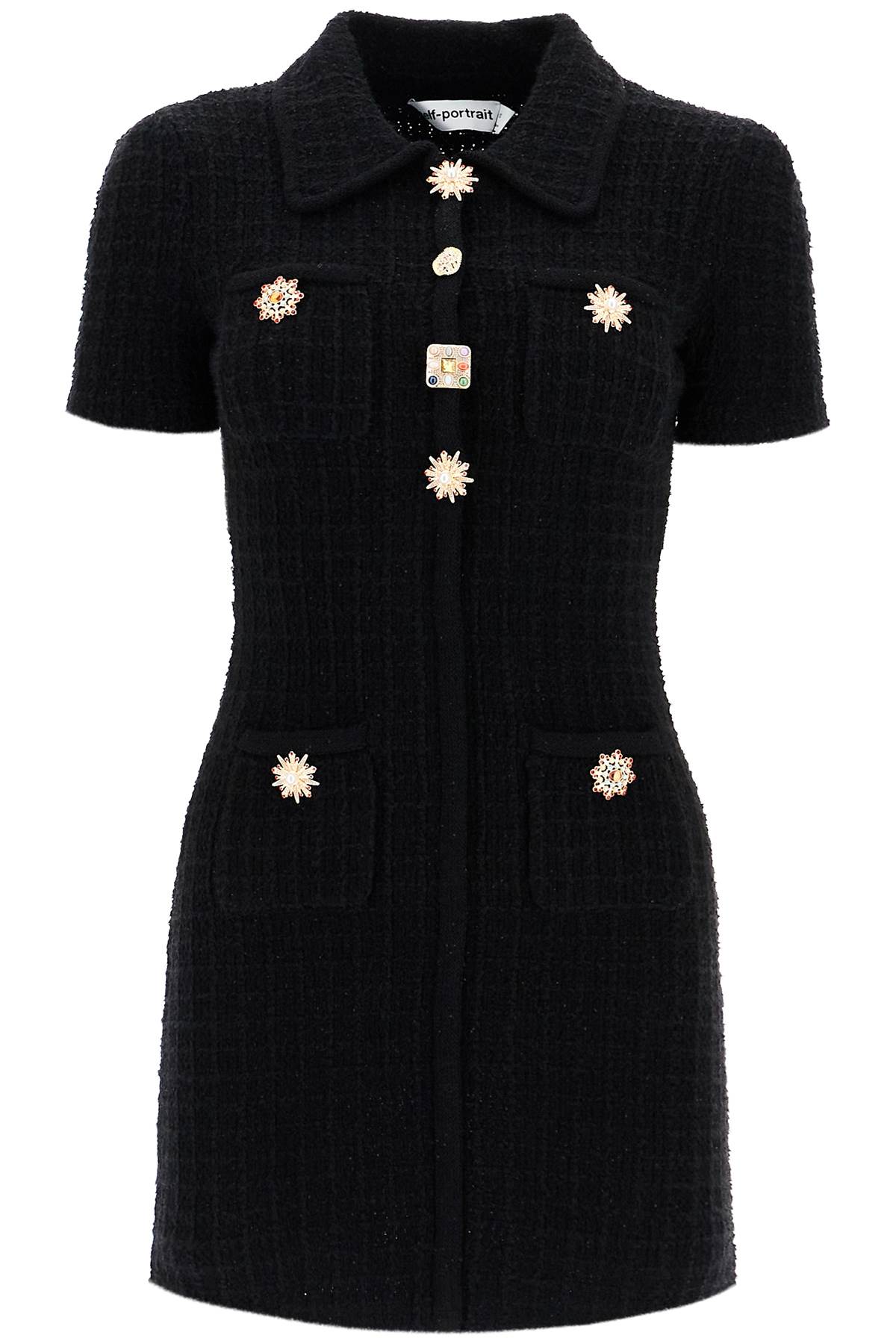 "mini bouclé knit dress PF24 041S B BLACK