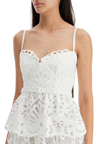 lace bustier dress with belt PF24 091M W WHITE
