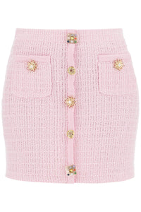 "knitted mini skirt with jewel buttons PF24 128SK P PINK